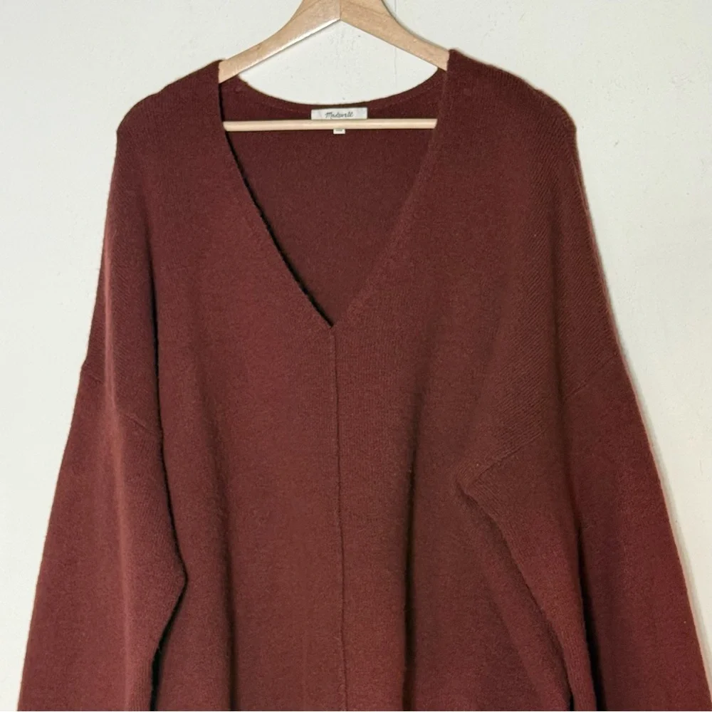 Madewell V Neck Wool Blend Knit Pullover Sweater Size XXL Burned Brown Cozy